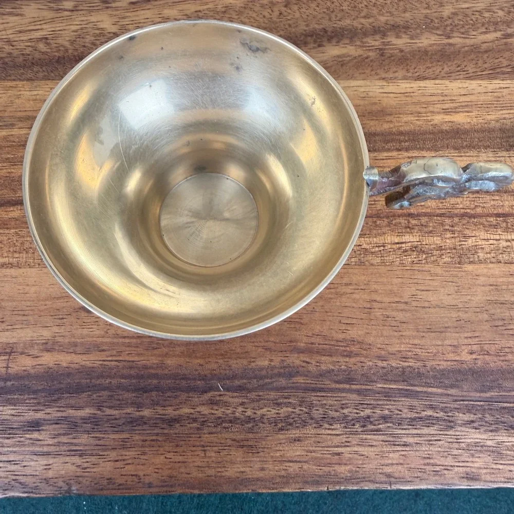Vintage Brass Dragon Teapot Set with 2‎ Cups Ornate Relief Asian Style Decor